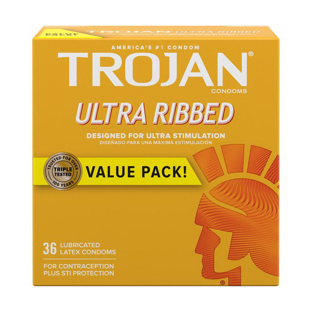 Trojan Stimulations Ultra Ribbed Lubricated Latex Condoms, 36 Ea